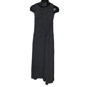 NEW Gap Striped Twist Front Midi Dress in Black and White Size Large